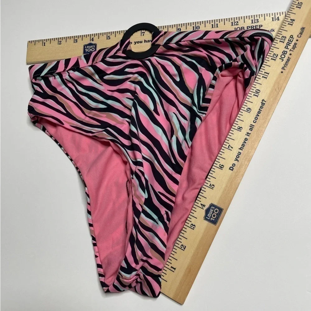 Bikini Lab Wild Child High Waist Bikini Bottoms M Pink Zebra